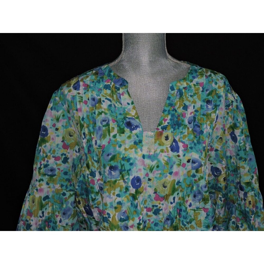 Soft By Avenue Peasant Blouse Shirt Spring Boho Floral Top Spring size 2X 22 24 - Picture 2 of 7